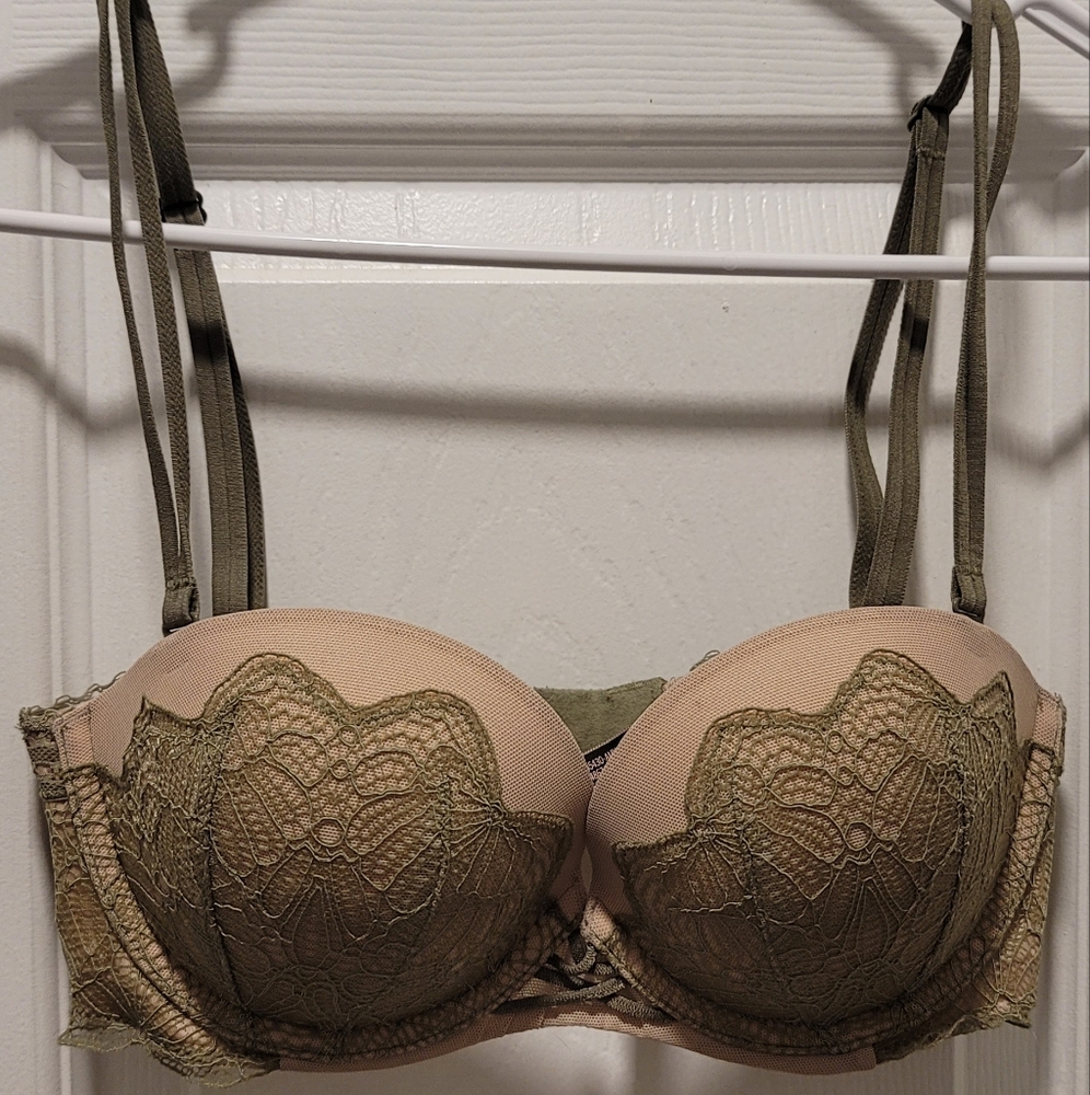 Victoria's Secret Very Sexy Multiway Blush Pink Green Lace Push Up Bra 32B
